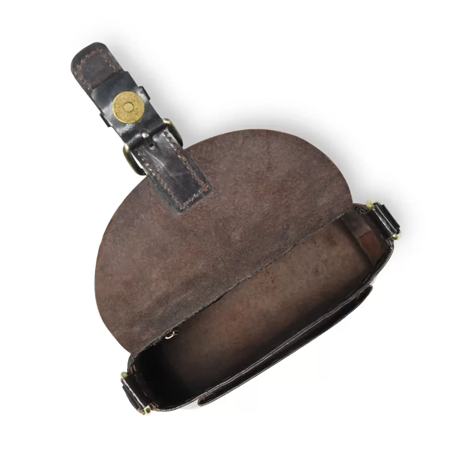 Inside view of Leather Sling Bag With Buckle - Dark Brown.