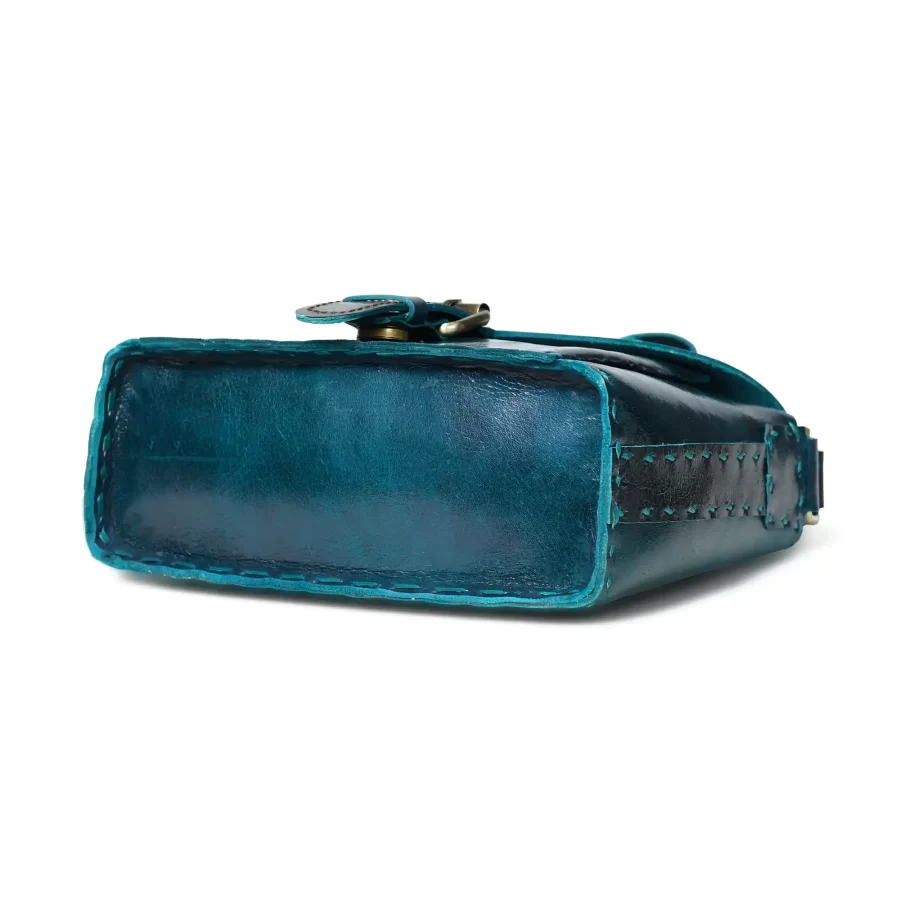 Bottom view of Leather Sling Bag With Buckle - Green Colour.