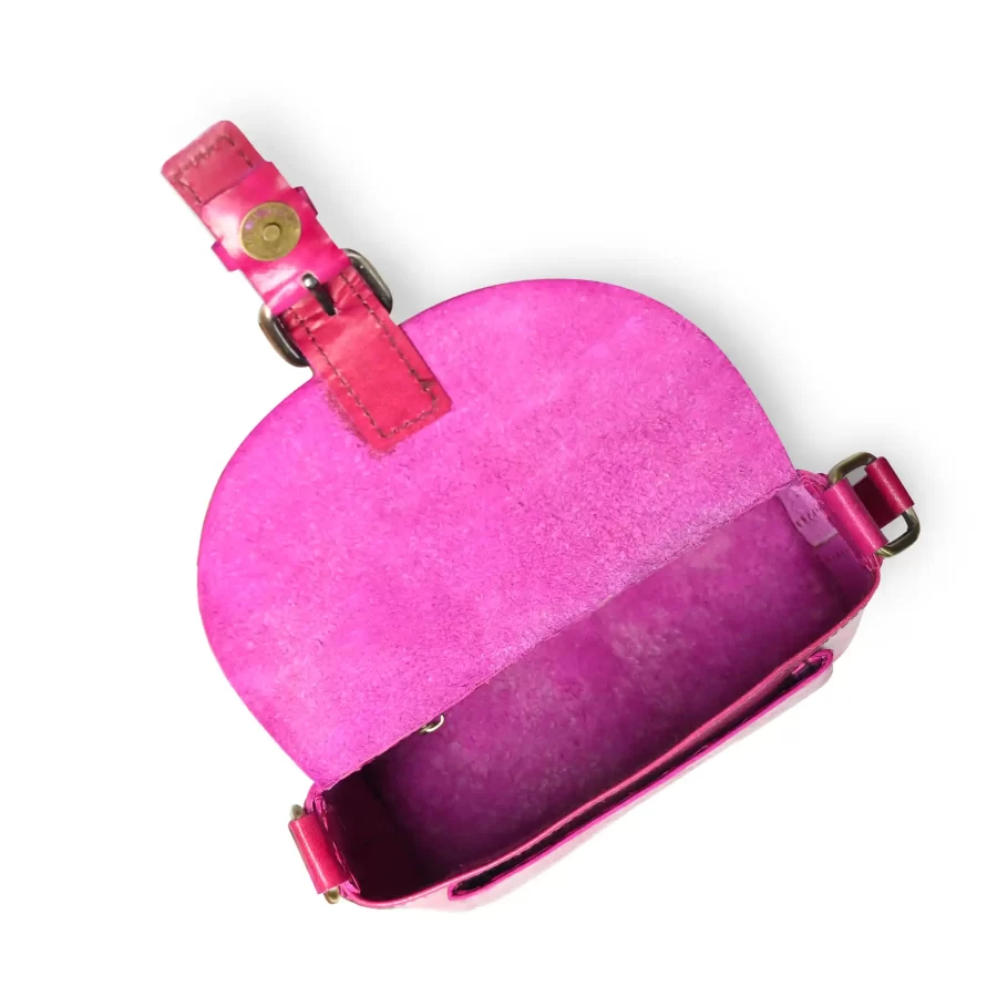 Inside view for pink leather sling bag