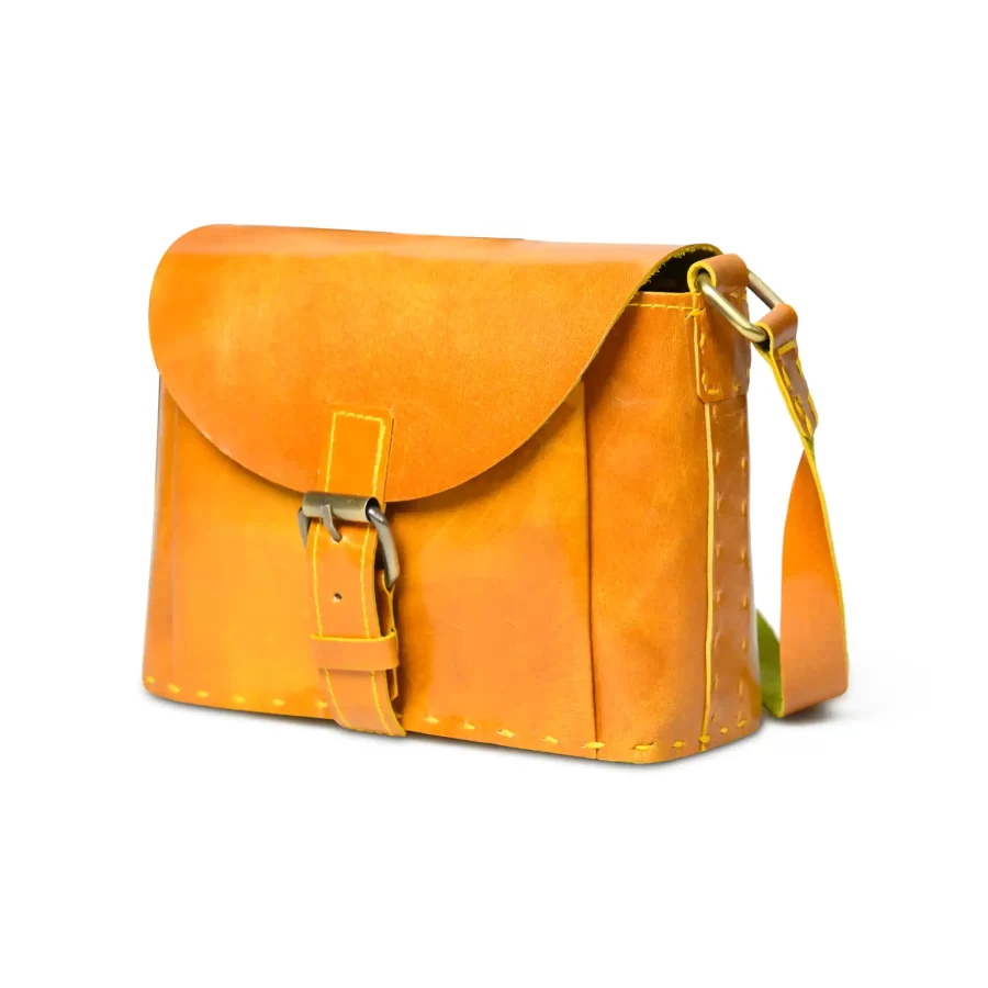 Yellow Colour Leather Sling Bag