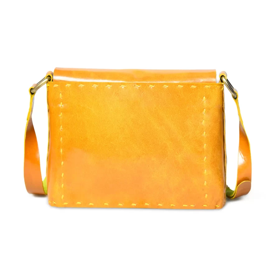 Yellow Sling Bag Made From Leather - Udaipur Leather Art