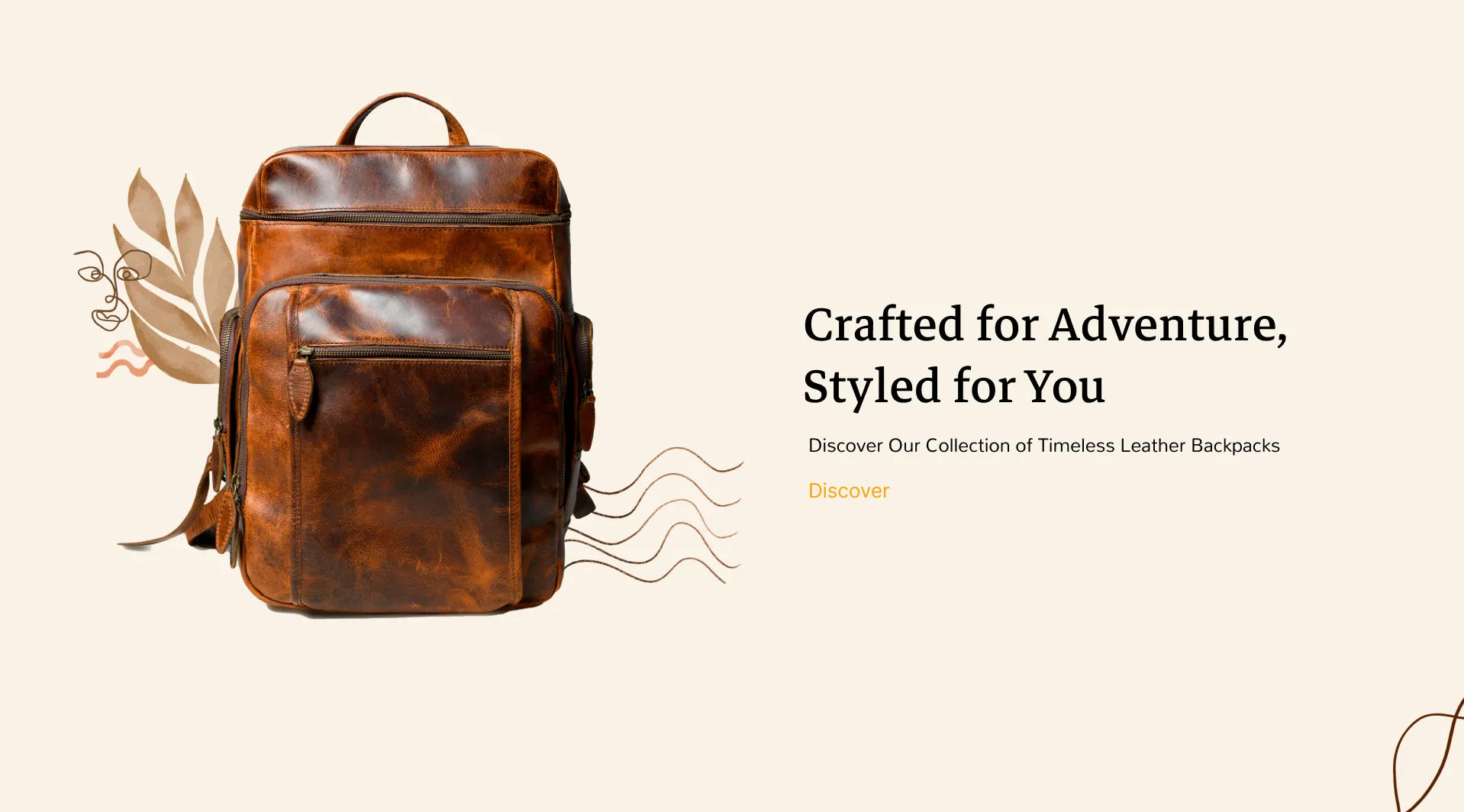 Udaipur Leather Art - Stylish handmade genuine full grain leather backpack with multiple pocket for quick access and big inner compartments.